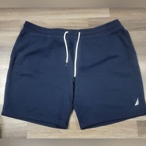 Nautica Navy Blue Athletic Shorts with Elastic Waistband and Drawstring